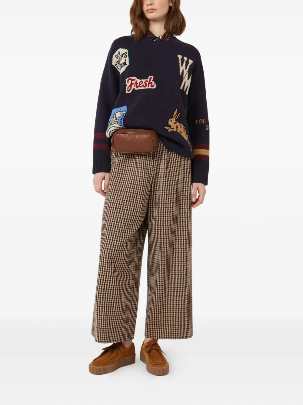 Weekend Max Mara houndstooth elastic-waist trousers - Beige
