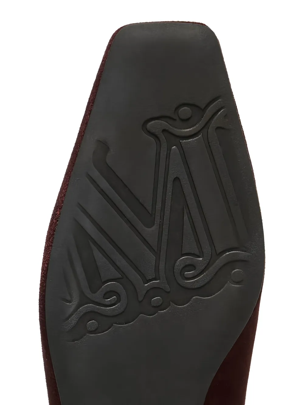 Max Mara Square-toe Suede Ballet Flats In Burgundy