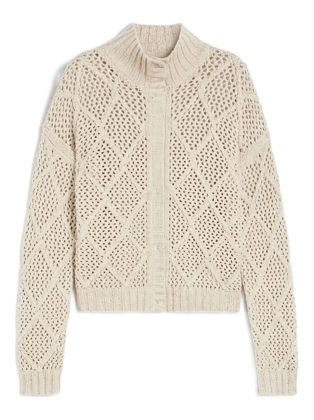 Max Mara Ghinea Diamond-pattern High-neck Cardigan In Neutral