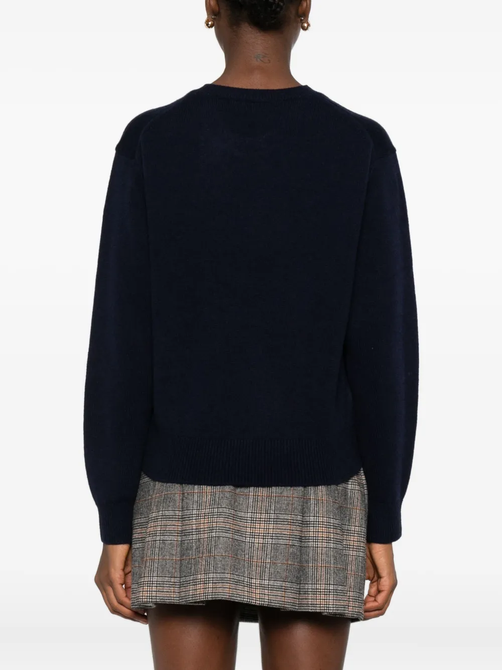 Dunst Navy Blue Wool Crewneck Sweater In Blue