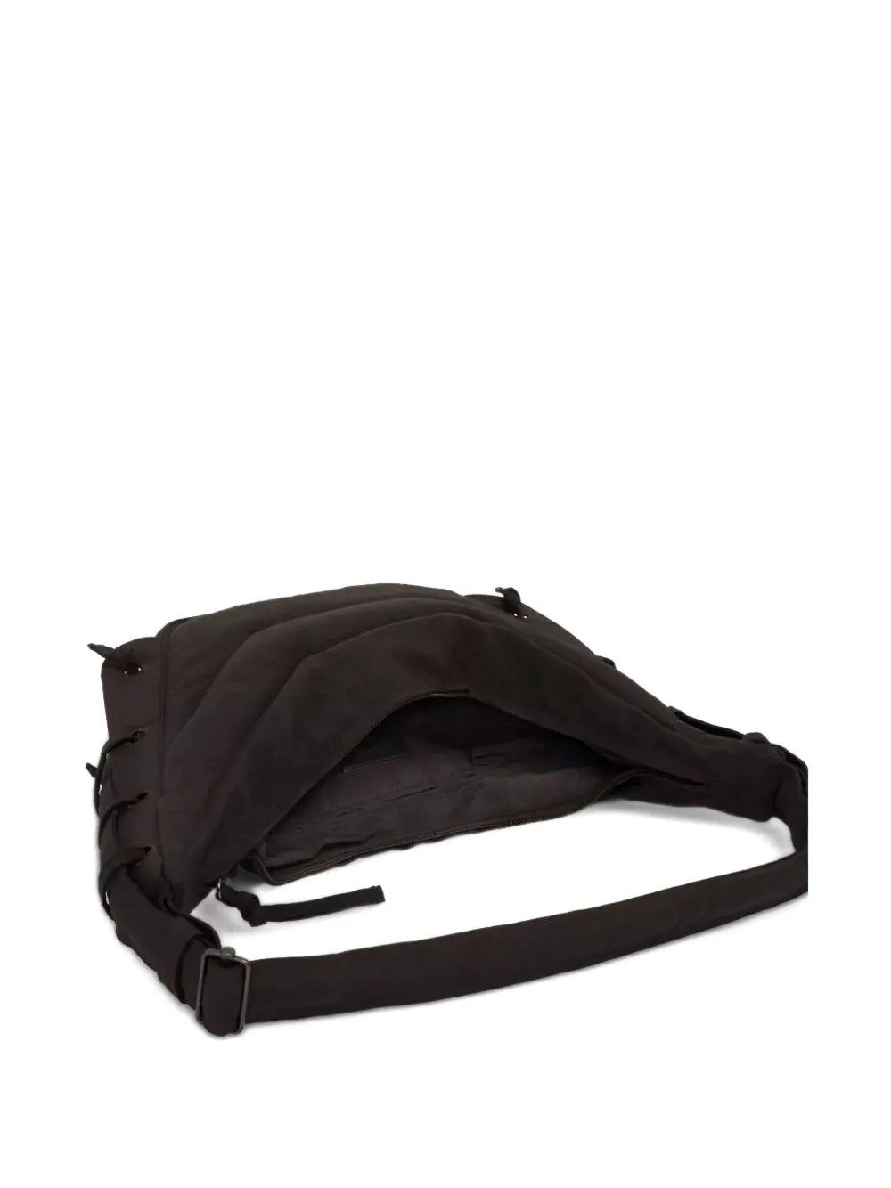 Lemaire Soft Game Quilted Lace-up Small Shoulder Bag In Brown