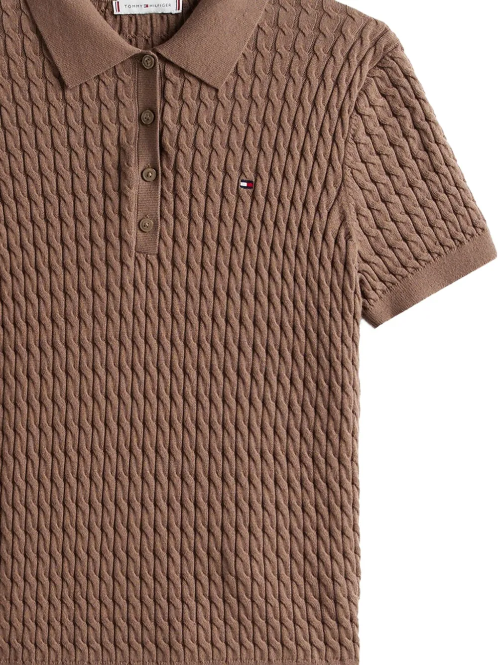 Tommy Hilfiger Kabelgebreid poloshirt - Bruin
