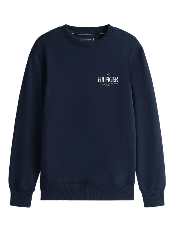 Tommy Hilfiger logo-embroidered crew-neck Sweatshirt Blue FARFETCH NZ