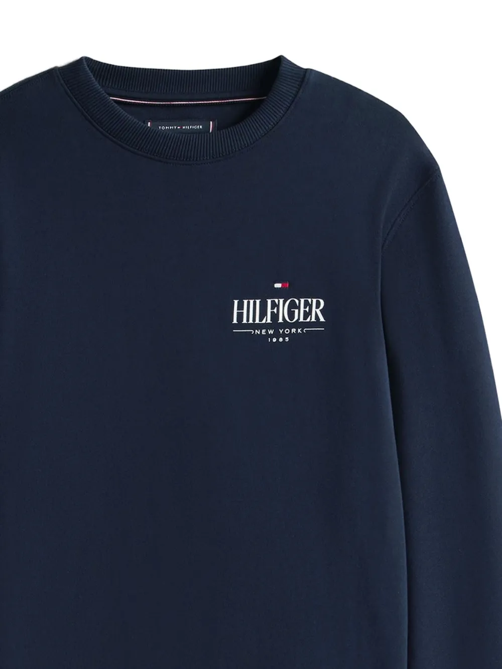 Tommy Hilfiger logo-embroidered crew-neck sweatshirt - Blauw