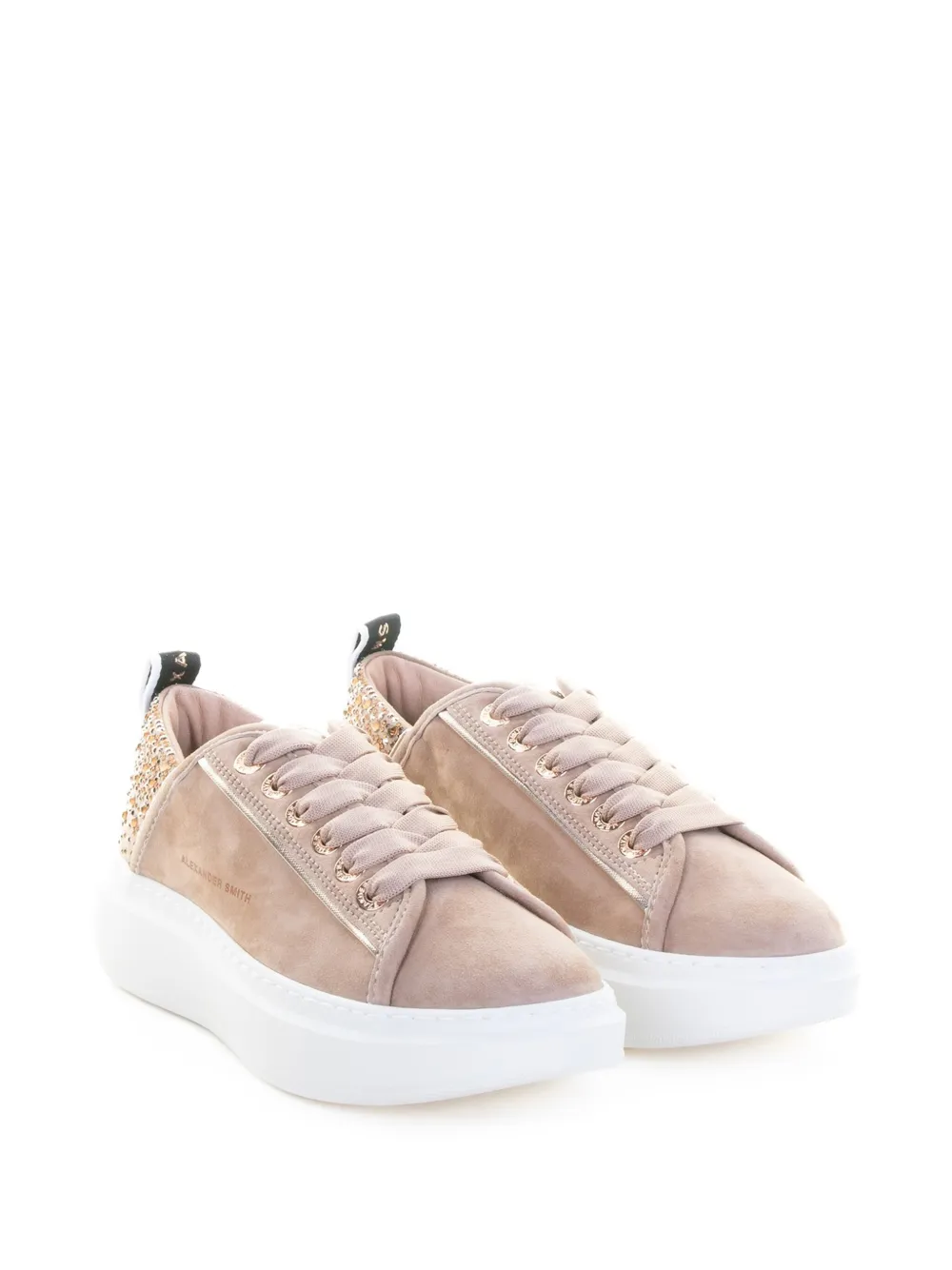 Alexander Smith 40 mm Wembley sneakers verfraaid met stras en plateauzool - Beige