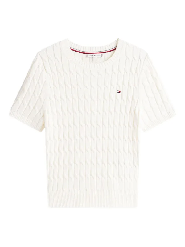 Tommy Hilfiger cable-knit short-sleeve T-shirt Neutrals