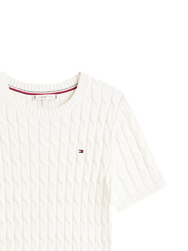 Tommy Hilfiger cable-knit short-sleeve T-shirt Neutrals