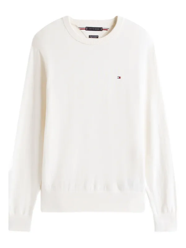 Tommy Hilfiger logo-embroidered crew-neck Sweater White