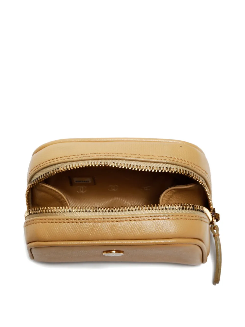 Pre-owned Chanel Coco Button Pouch In Neutral