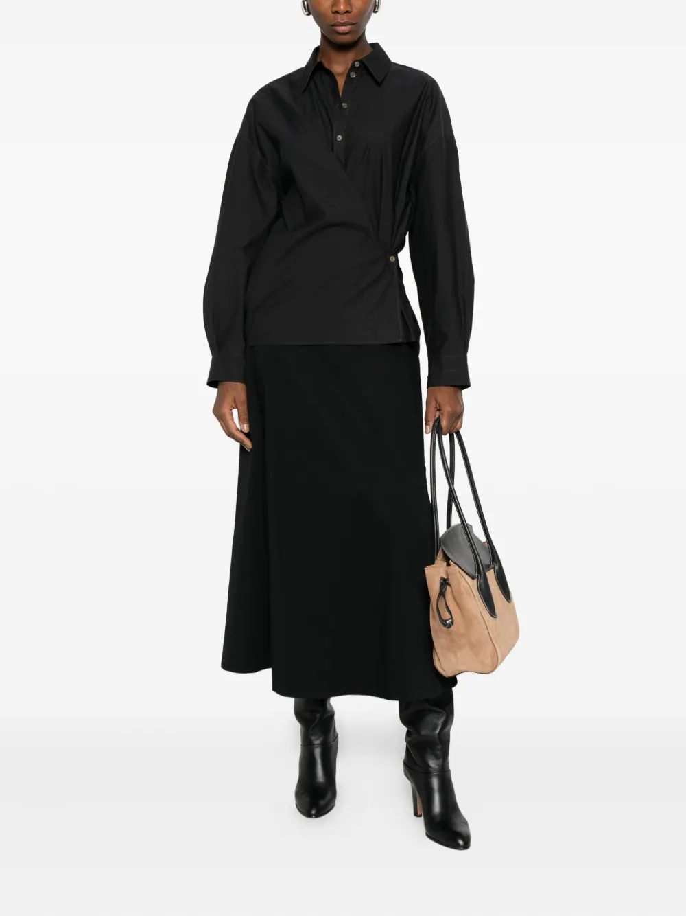 LEMAIRE silk-blend shirt - Zwart