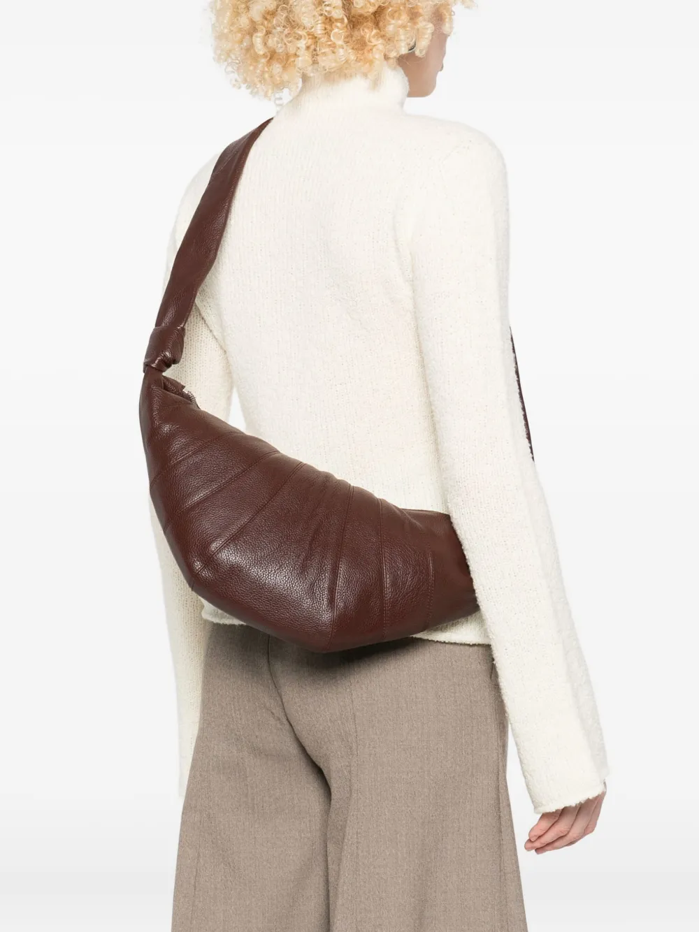 Lemaire Croissant Medium Leather Shoulder Bag In Brown