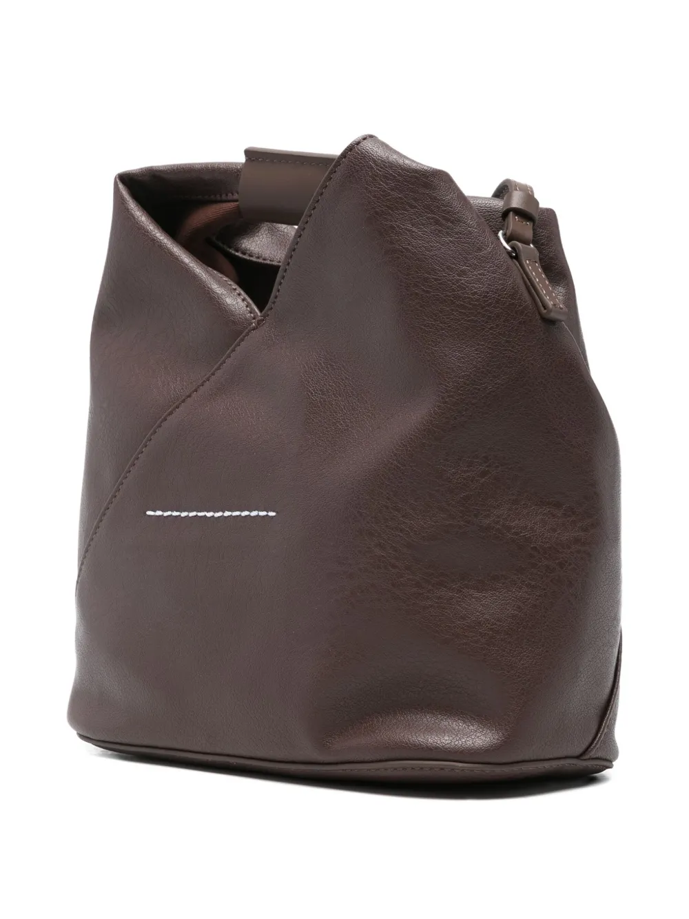 Mm6 Maison Margiela Diagonal-seam Shoulder Bag In Brown