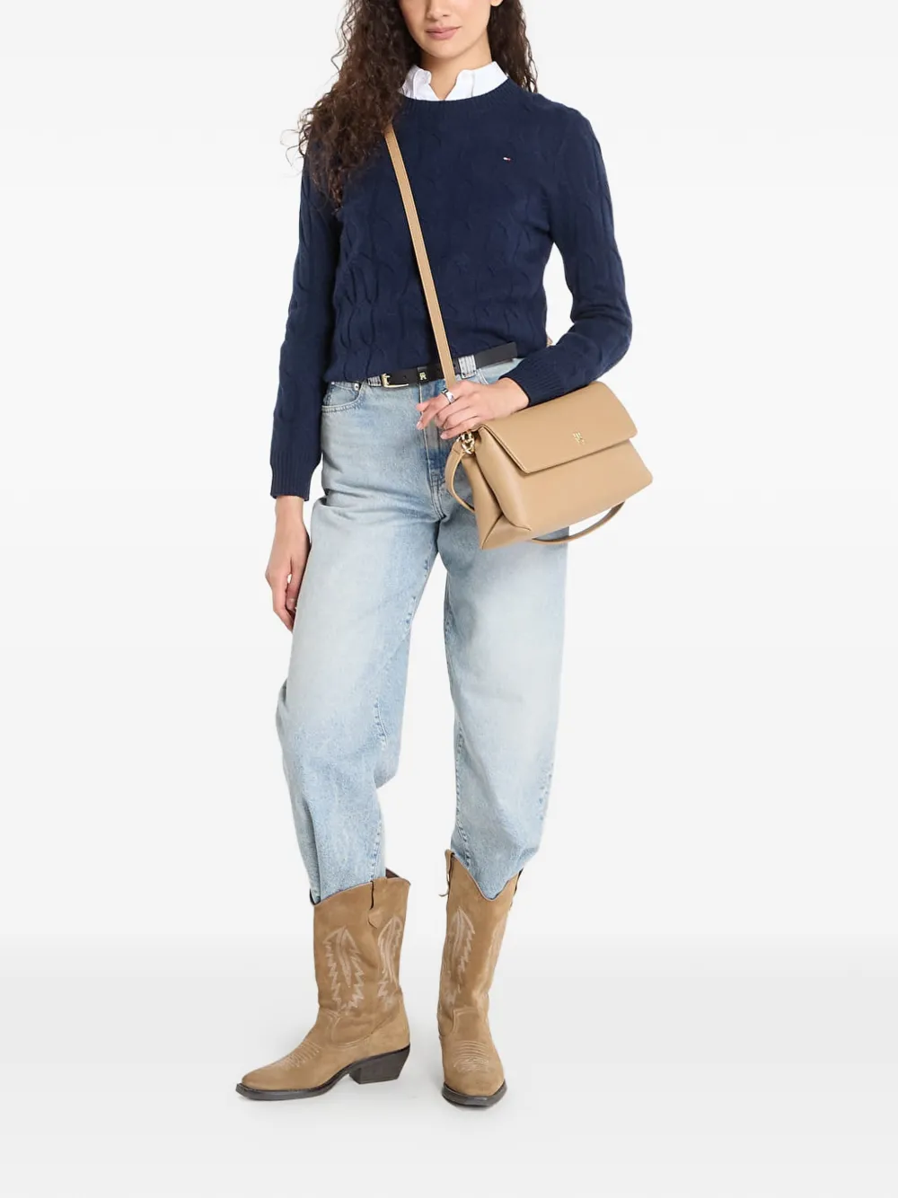 Tommy Hilfiger Kabelgebreide trui Blauw