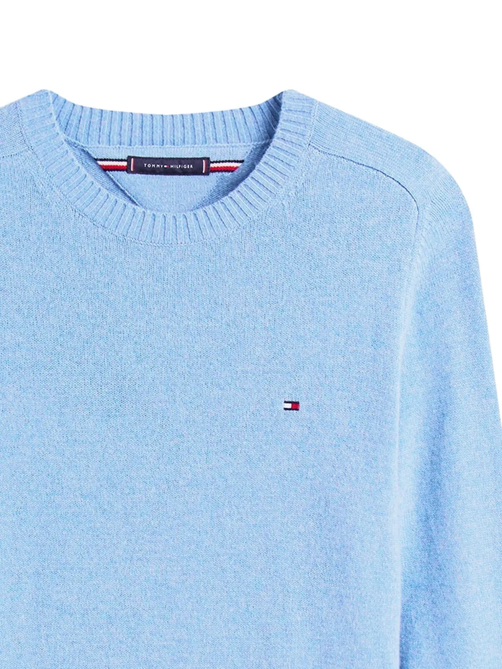 Tommy Hilfiger Trui met geborduurd logo en ronde hals - Blauw