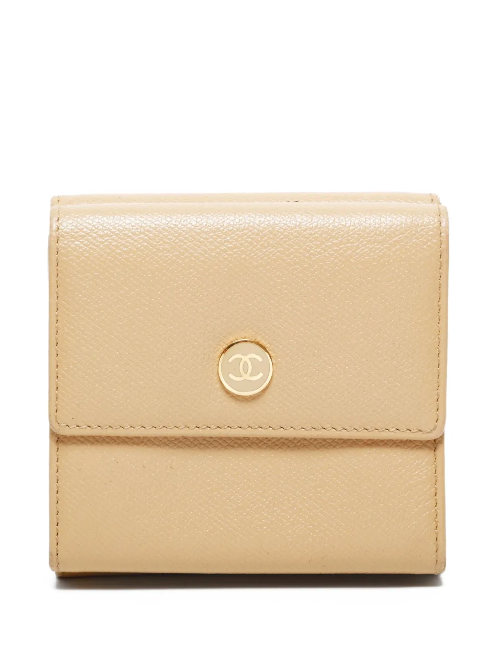 CHANEL Pre-Owned Coco button double bi-fold wallet - ニュートラル CHANEL Pre-Owned Coco button double bi-fold wallet - ニュートラル