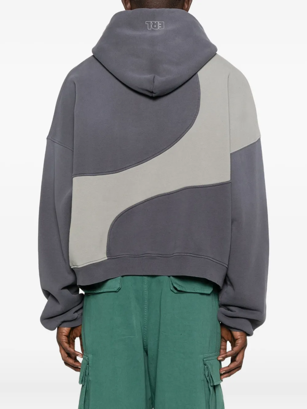 Erl Panelled Cotton Hoodie In Gray
