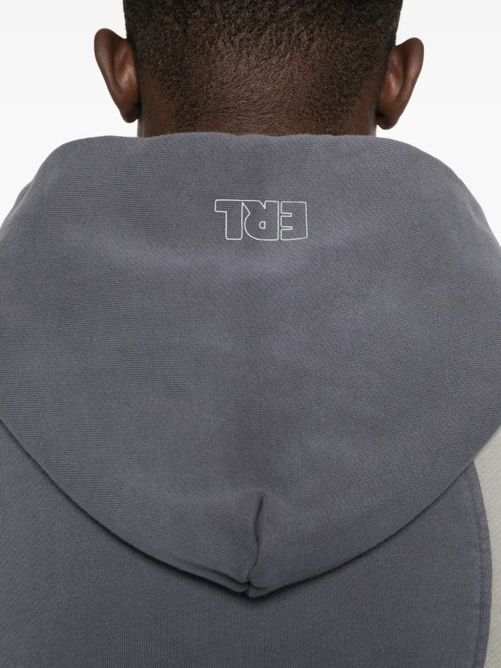 Erl Panelled Cotton Hoodie In Gray
