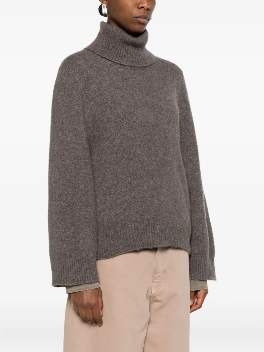 Boboutic Roll-neck Wide-sleeve Sweater In Brown