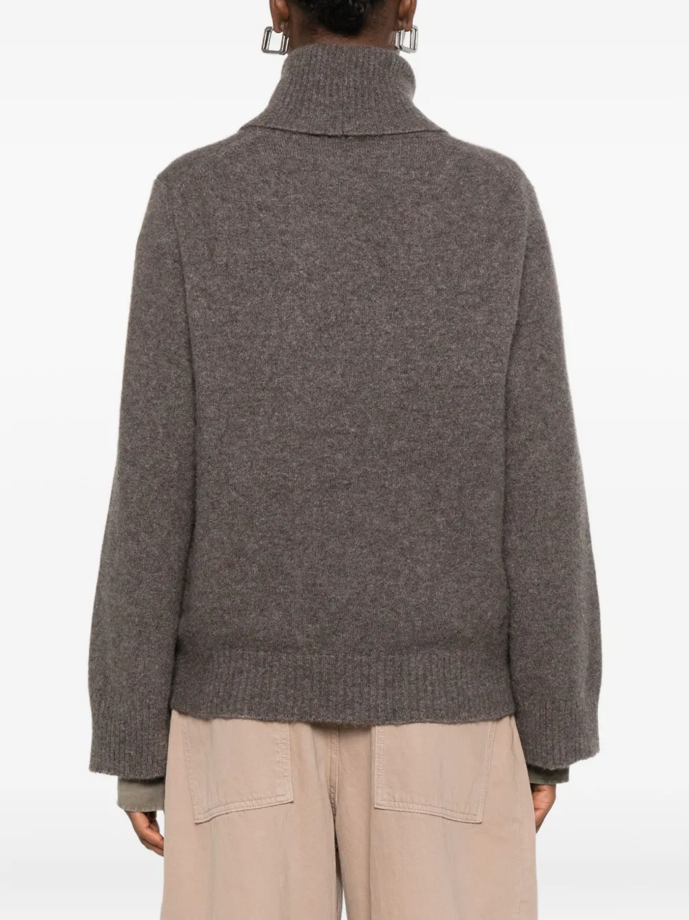 Boboutic Roll-neck Wide-sleeve Sweater In Brown