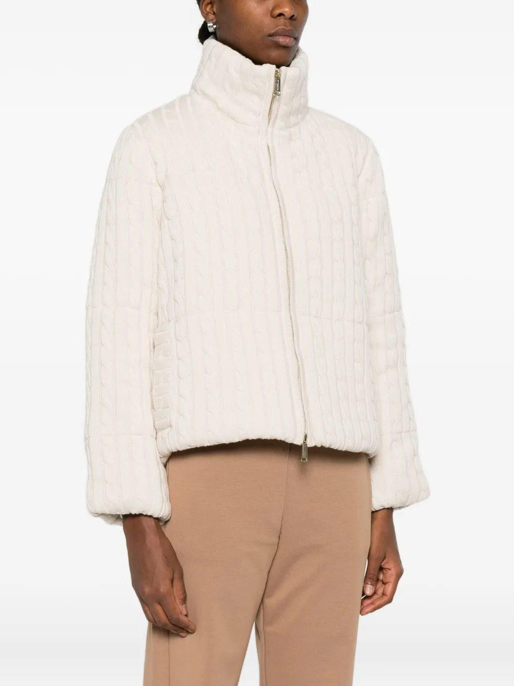 Marella Cable-knit Jacket In Neutral