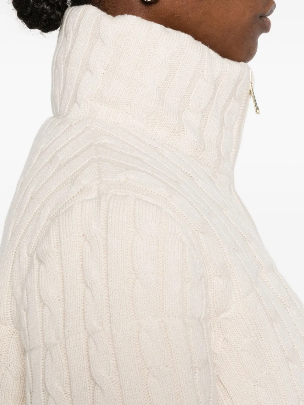 Marella Cable-knit Jacket In Neutral