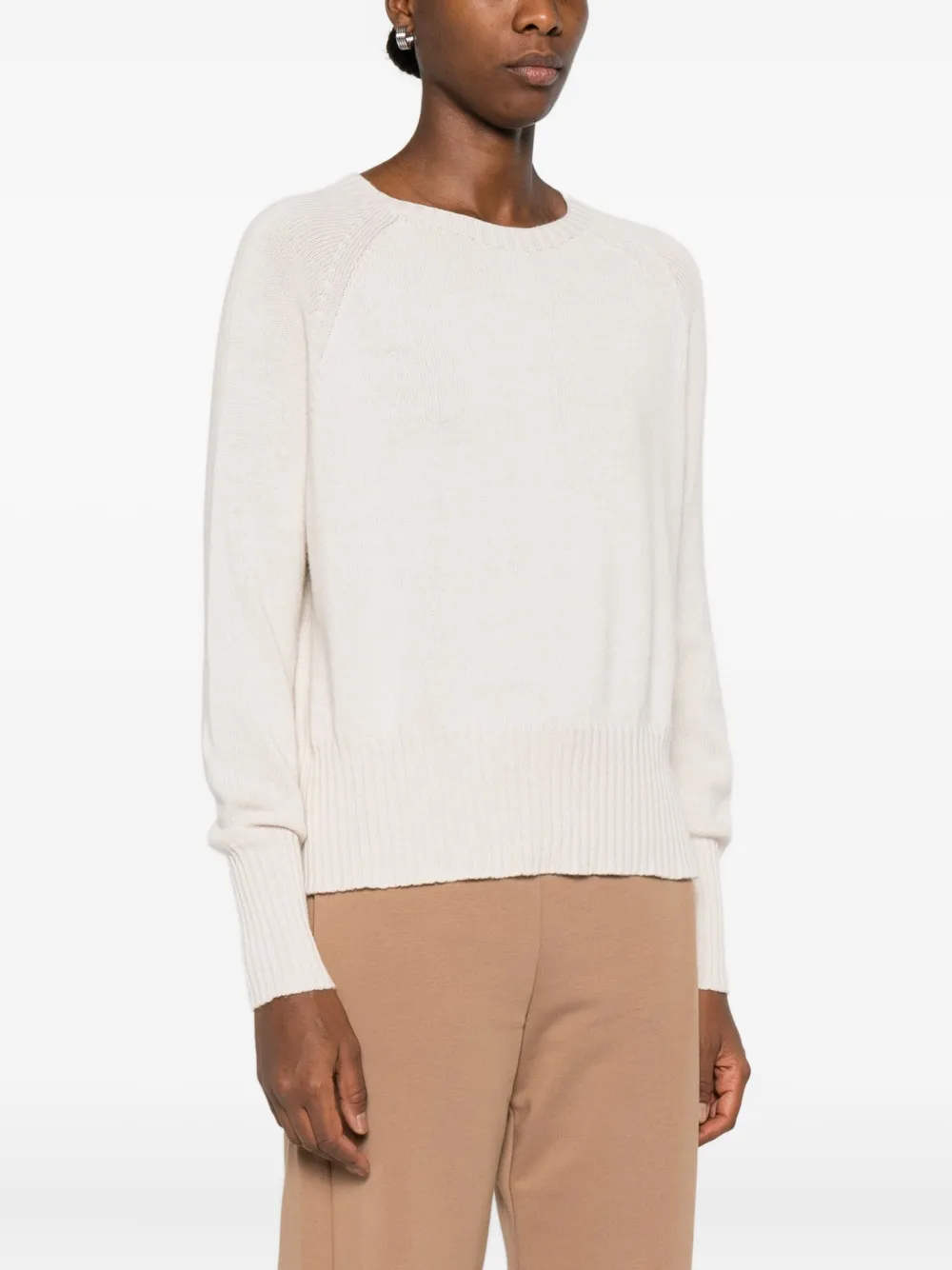 Marella Raglan-sleeve Ribbed-hem Sweater In Neutral