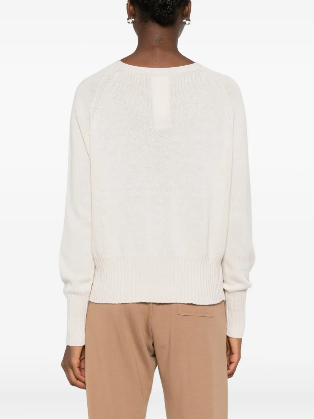 Marella Raglan-sleeve Ribbed-hem Sweater In Neutral