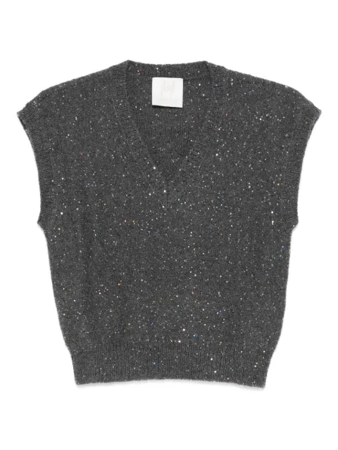 Marella sequin-embellished v-neck knitted top