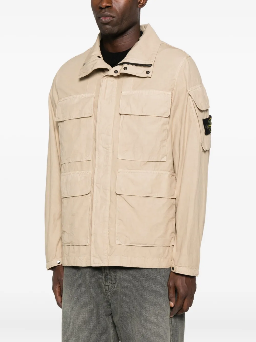 Stone Island Katoenen legerjack met meerdere zakken Beige