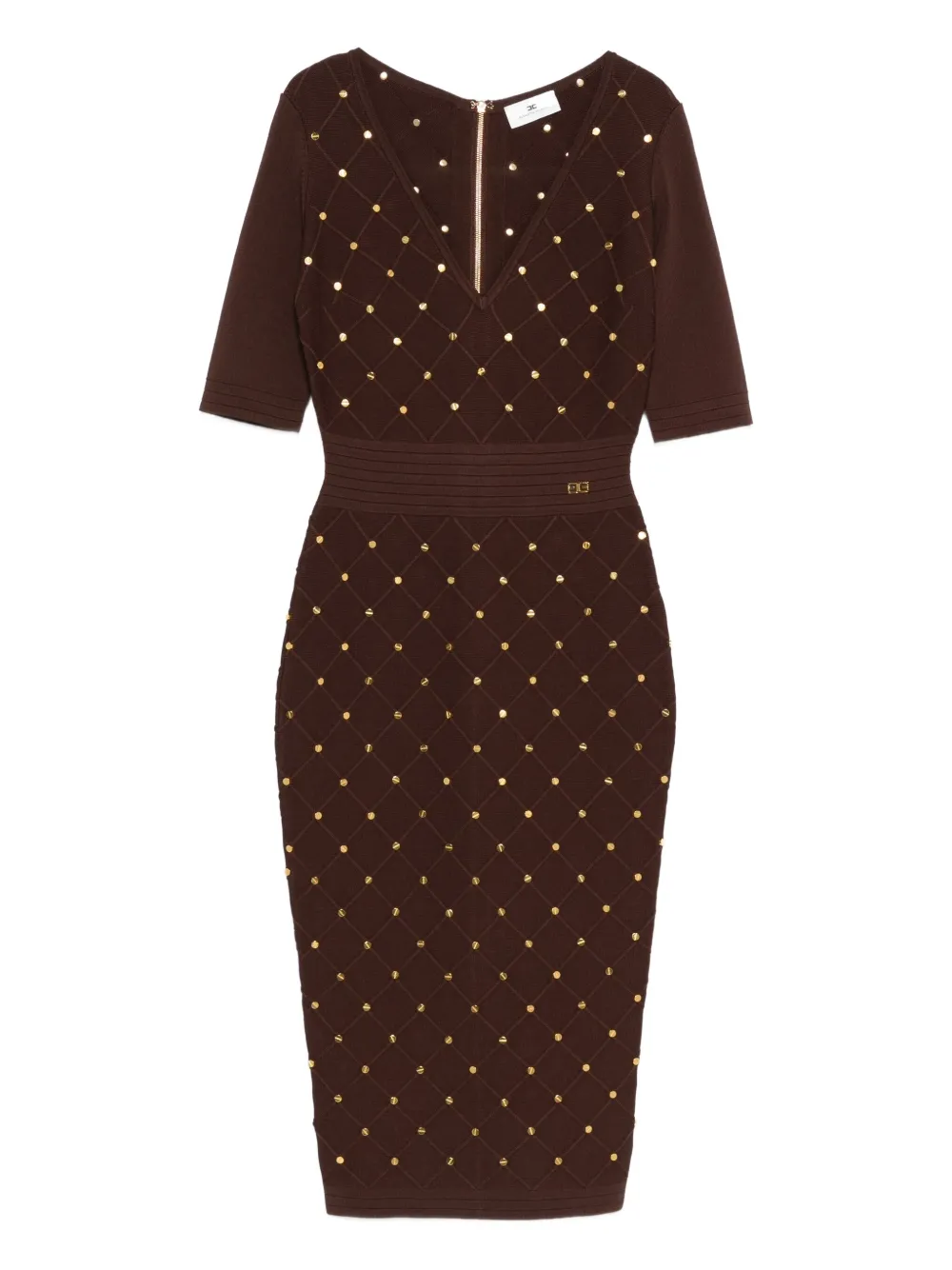 Elisabetta Franchi vestido con detalles y cuello en V | marrón | Image 1