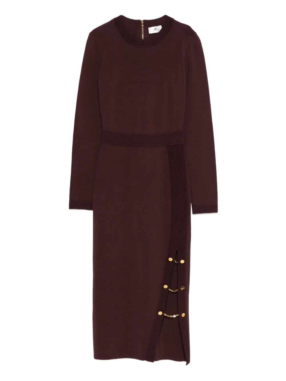 Elisabetta Franchi chain-embellished ribbed dress | Brown | Image 1