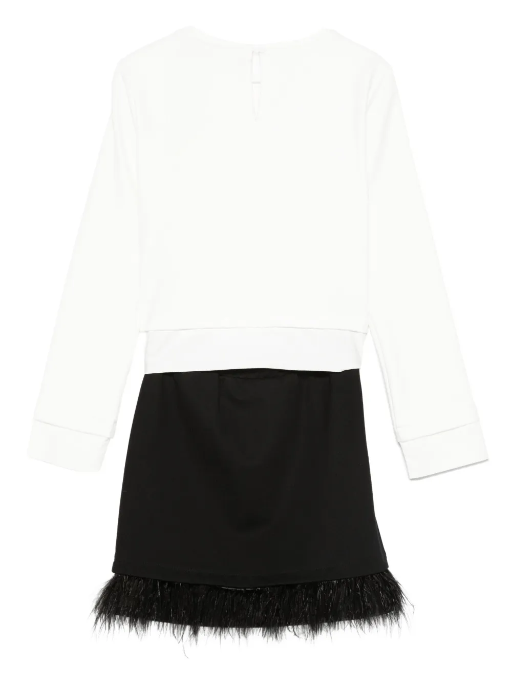 TWINSET Kids Tweekleurige jurk met veren afwerking Wit