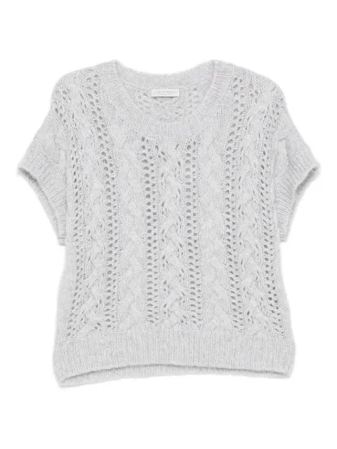 Le Tricot Perugia cable-knit eyelet sweater