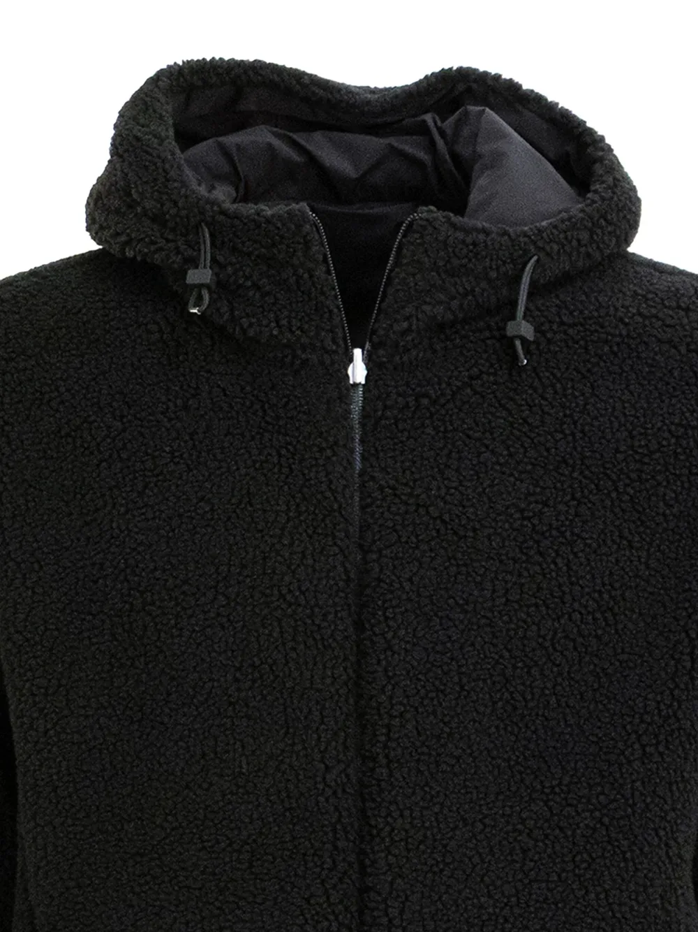 Herno Fleece Hooded Jacket In Black