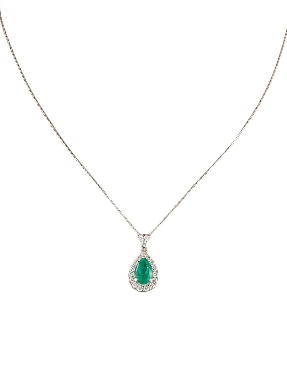LB Exclusive platinum emerald and diamond necklace | Silver | Image 1