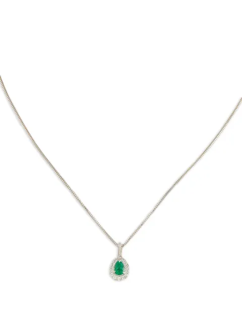 LB Exclusive platinum diamond and emerald necklace