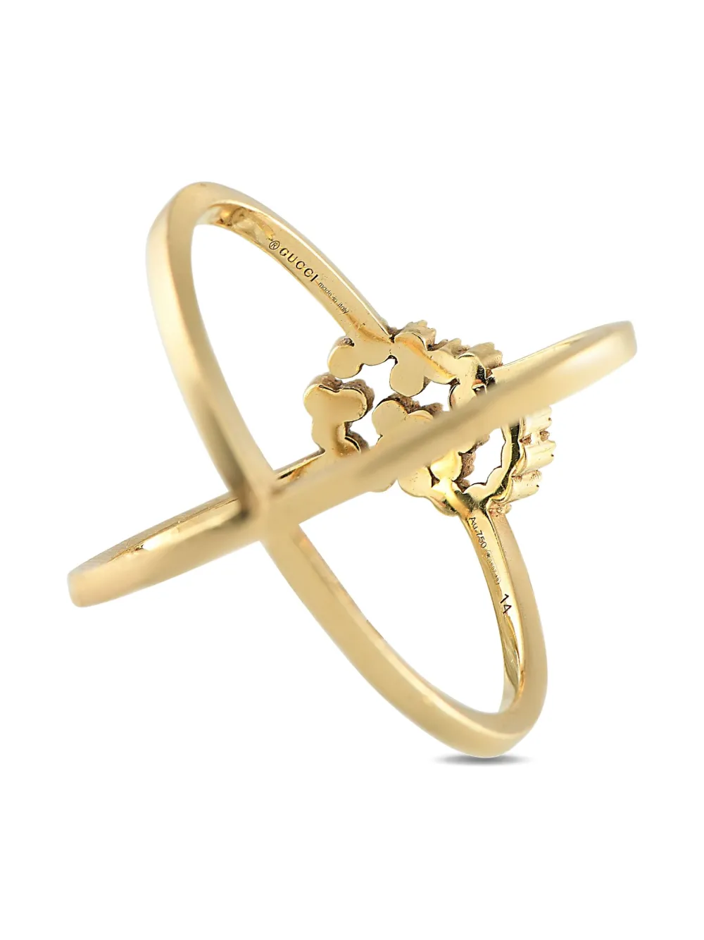 Pre-owned Gucci 18k Yellow Gold Double G Diamond Ring