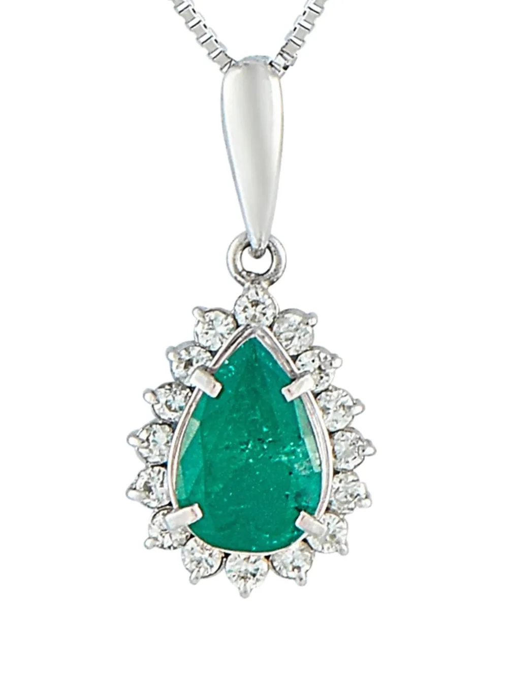LB Exclusive Platinum Diamond Emerald Pear-Cut Necklace | Image 2