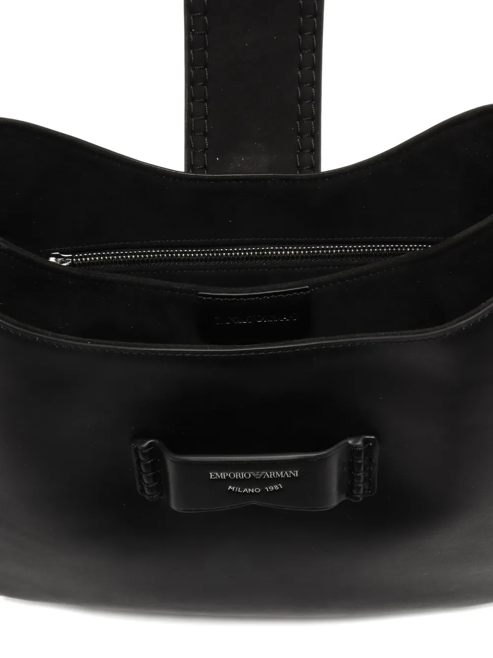 Emporio Armani Medium Leather Hobo Bag In Black