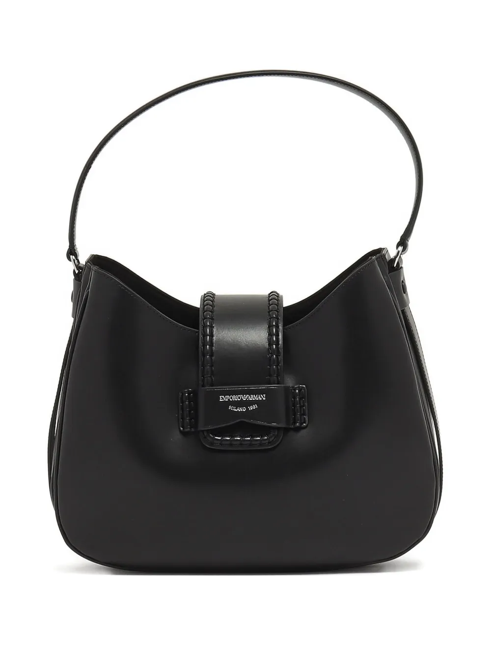 Emporio Armani Medium Leather Hobo Bag In Black