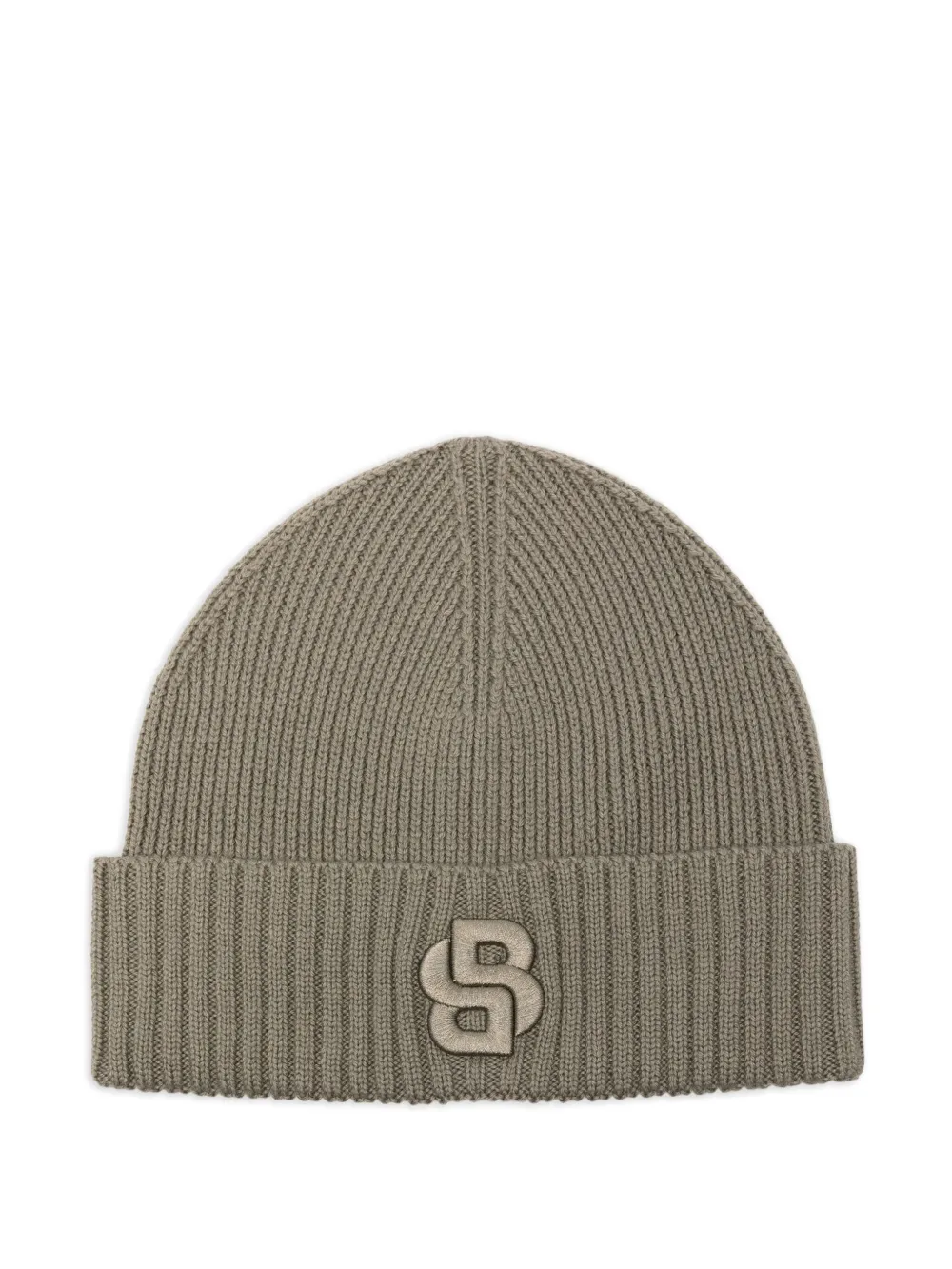 BOSS logo-embroidered ribbed beanie | Green | Image 1