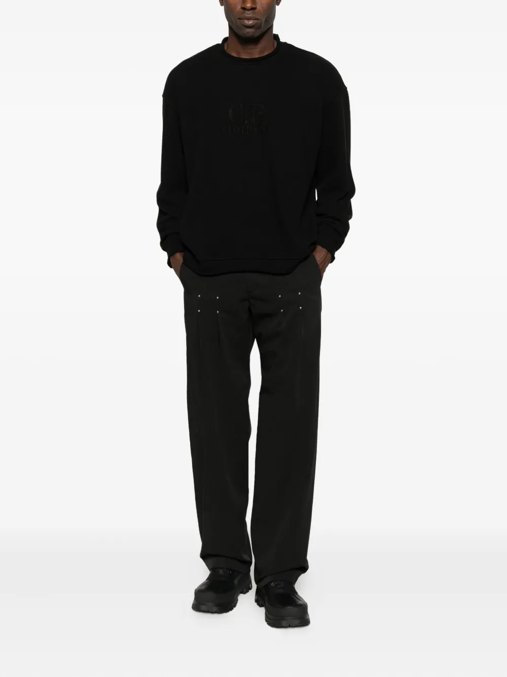 C.P. Company logo-embroidered cotton sweatshirt - Zwart
