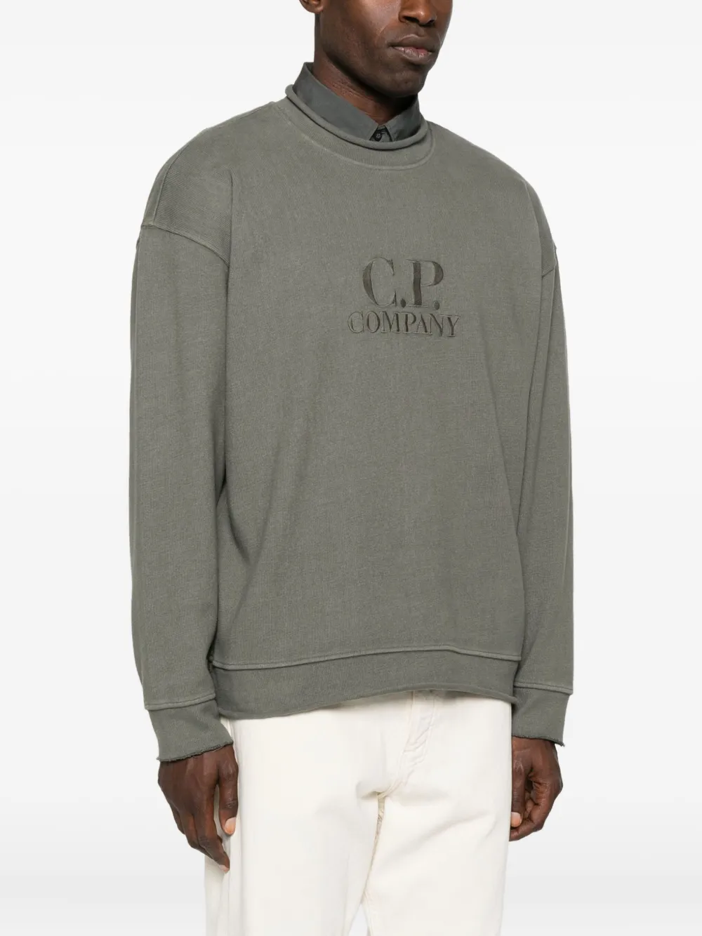 C.P. Company Sweater met geborduurd logo Grijs