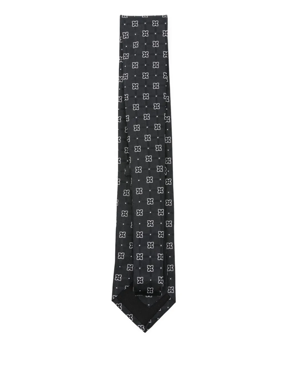 BOSS Stropdas met geometrisch patroon - Zwart
