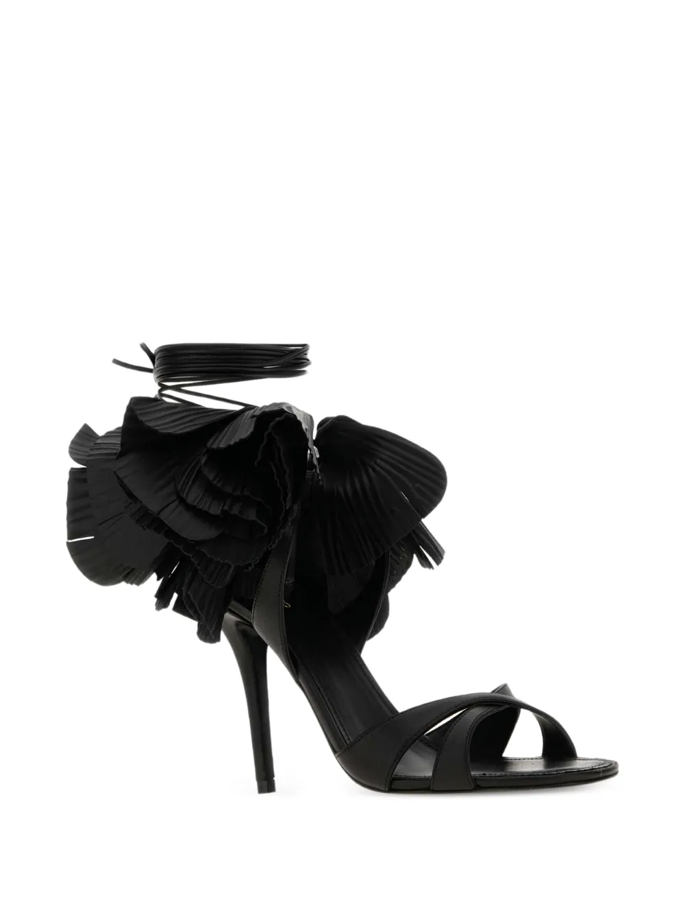 Ferragamo 90mm ruffle-detail leather sandals Black