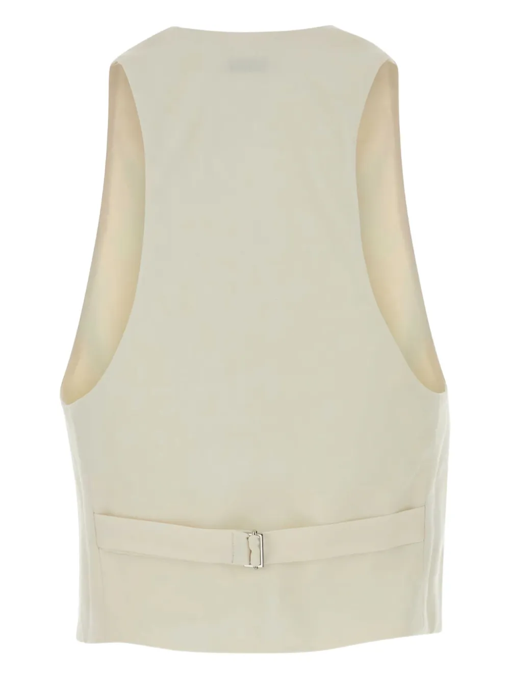 The Andamane Stretch Gabardine Sleeveless Deep V-neck Vest In Neutral