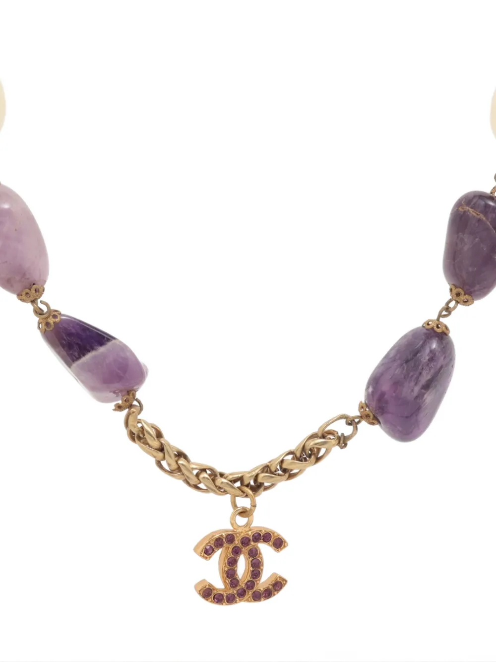 CHANEL Pre-Owned 1970-1990 interlocking-CC pendant necklace | Gold | Image 1