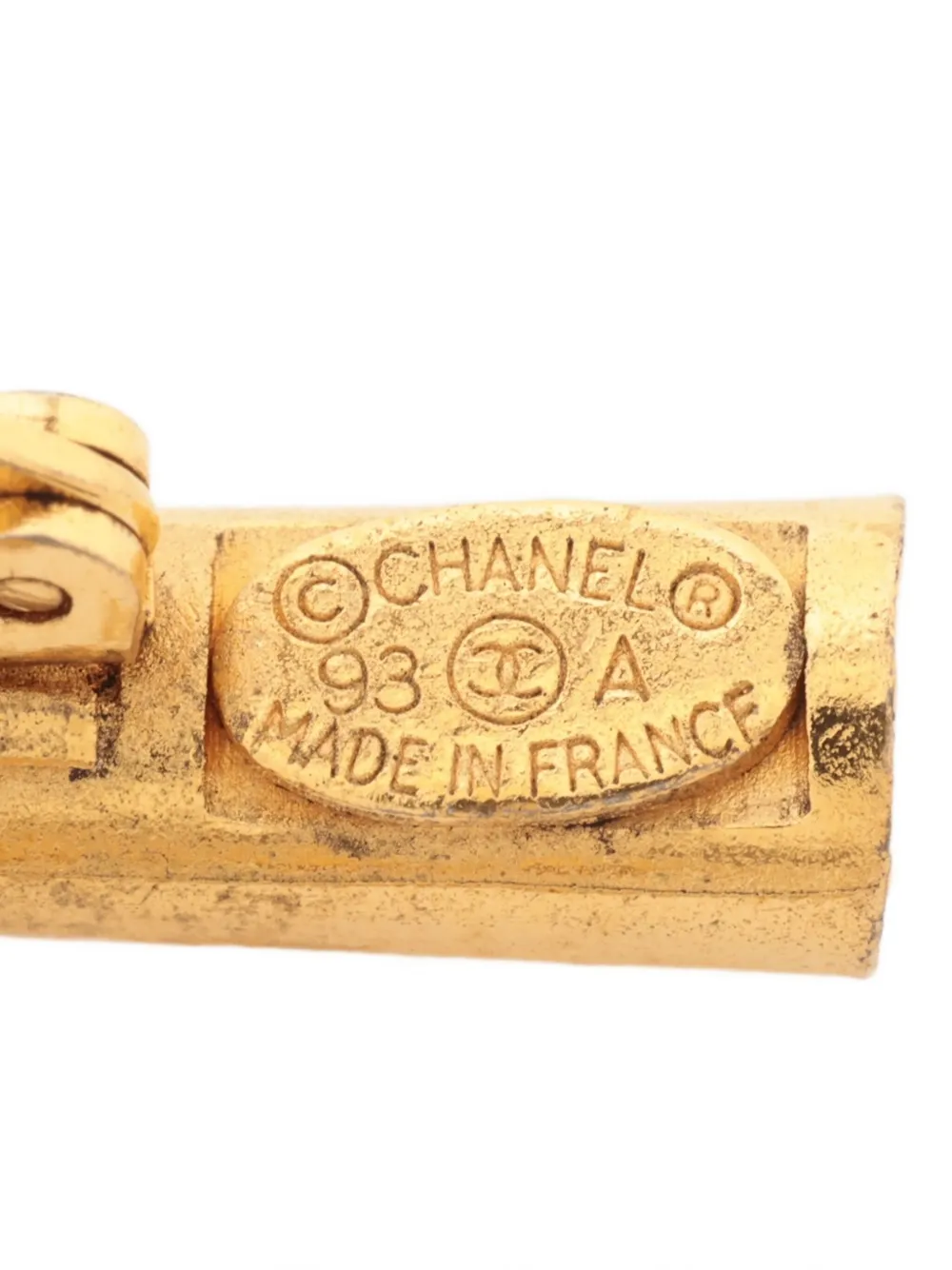 Pre-owned Chanel 1993 Heart-pendant Brooch In Gold