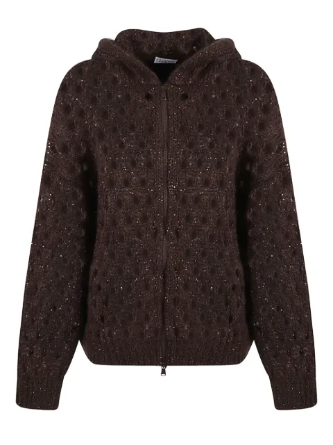 Brunello Cucinelli sequin-embellished hooded cardigan