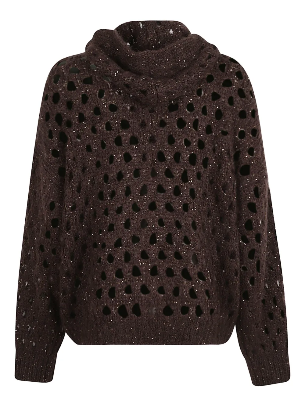 Brunello Cucinelli Sequin-embellished Hooded Cardigan In Brown